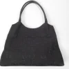 1990s Vintage Black Liz Claiborne Fabric Embossed Shoulder Bag