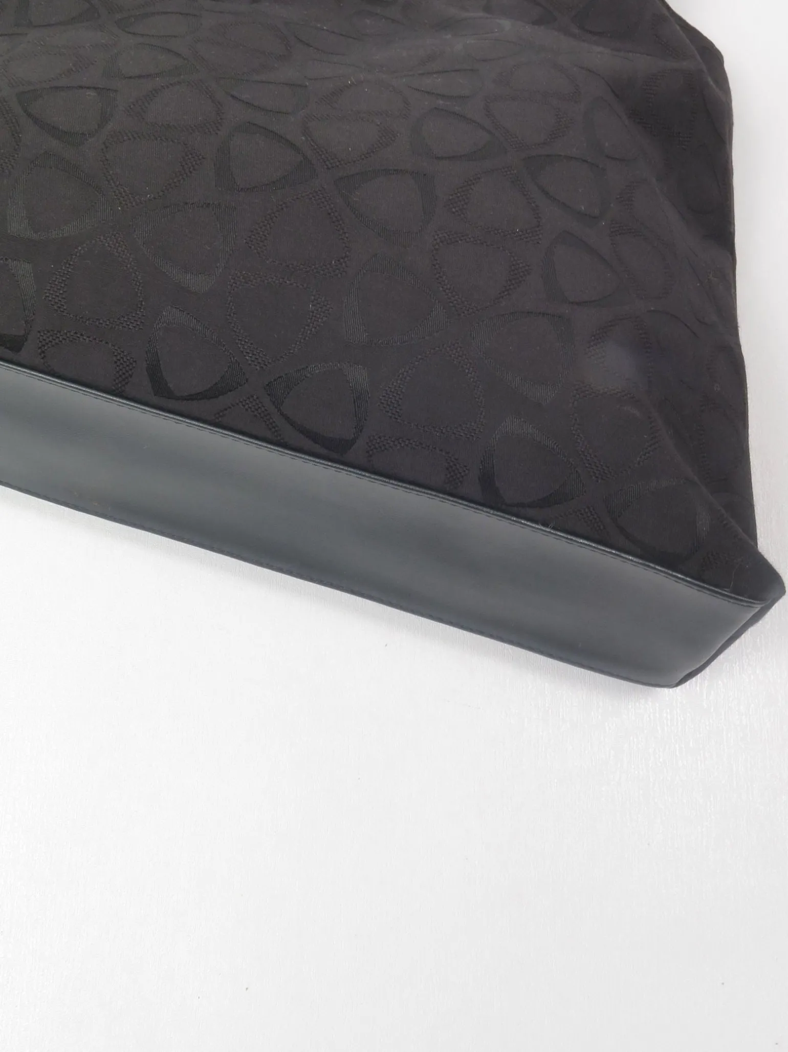 1990s Vintage Black Liz Claiborne Fabric Embossed Shoulder Bag