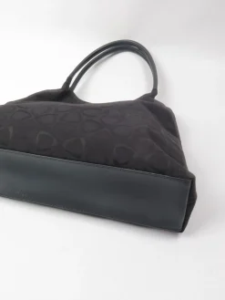 1990s Vintage Black Liz Claiborne Fabric Embossed Shoulder Bag