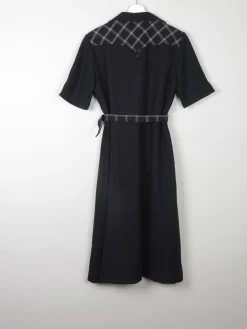1970s Vintage Black Safari Style Midi Dress 10/12