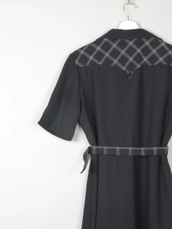 1970s Vintage Black Safari Style Midi Dress 10/12