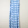 1990s Vintage Blue Check Style Graphic Print Long Dress M/L