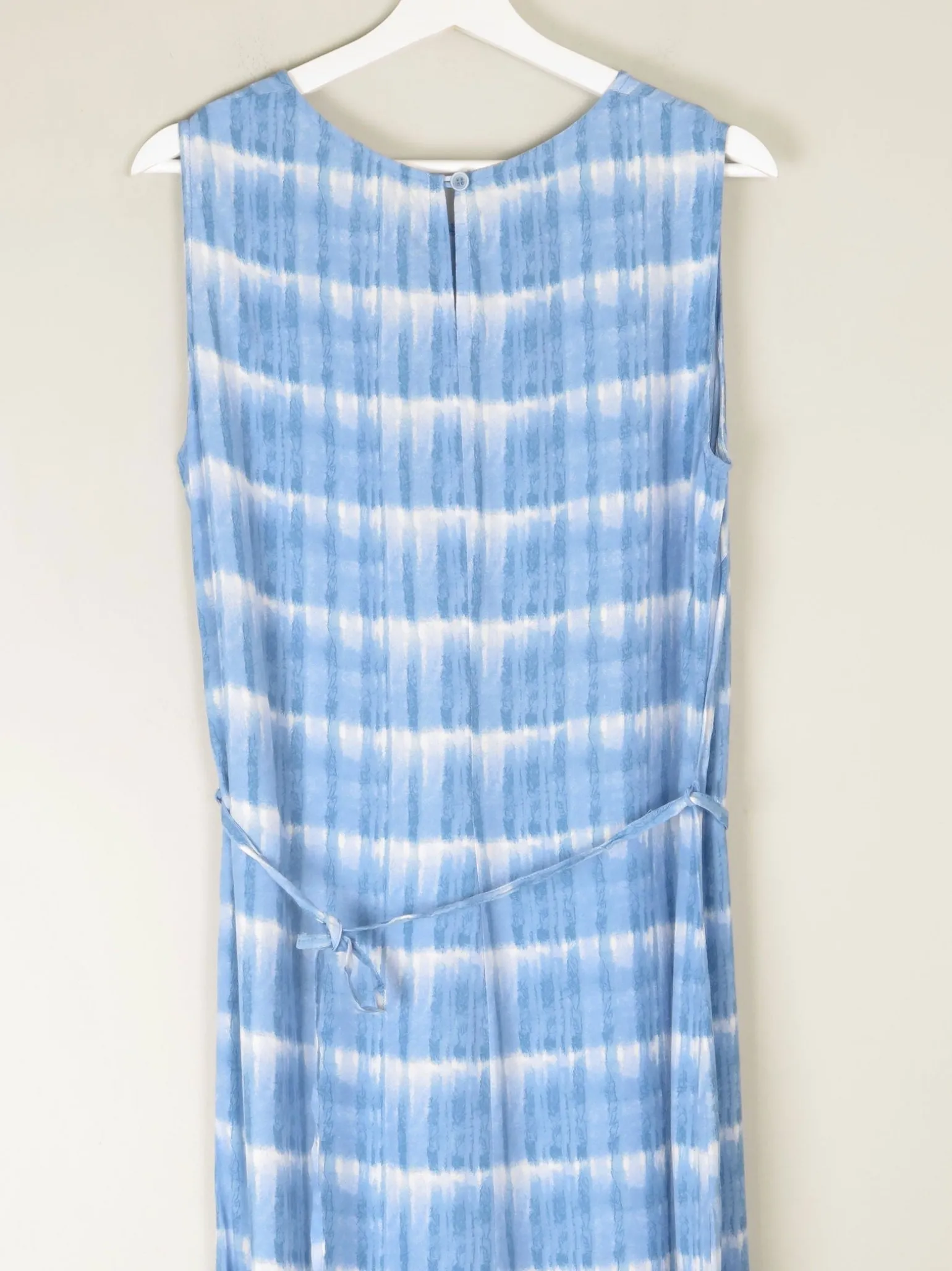 1990s Vintage Blue Check Style Graphic Print Long Dress M/L