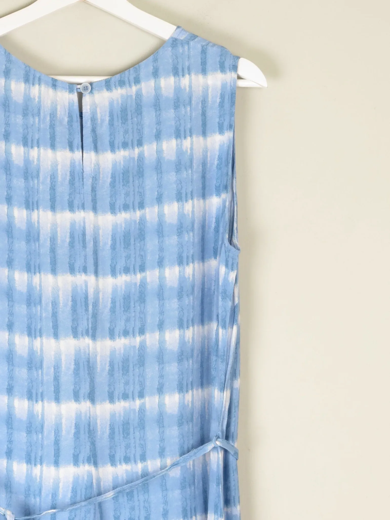 1990s Vintage Blue Check Style Graphic Print Long Dress M/L