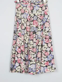 1970s Vintage Botanical Print Flared Skirt 26/27