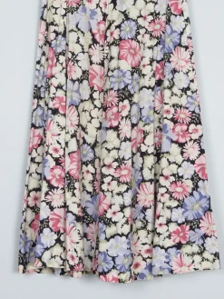 1970s Vintage Botanical Print Flared Skirt 26/27