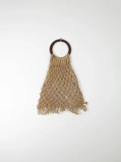 1970s Vintage Crochet Straw Bag With Handle