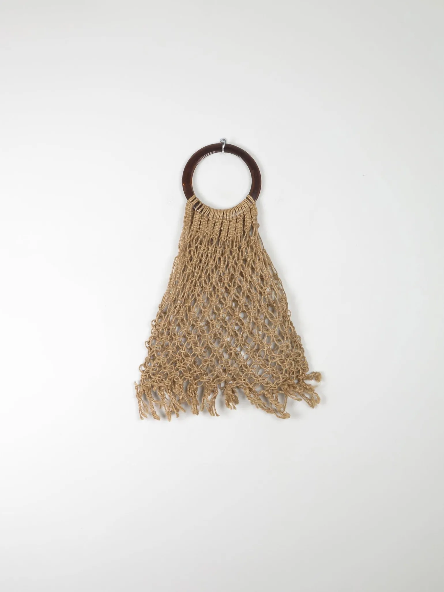 1970s Vintage Crochet Straw Bag With Handle