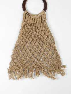 1970s Vintage Crochet Straw Bag With Handle