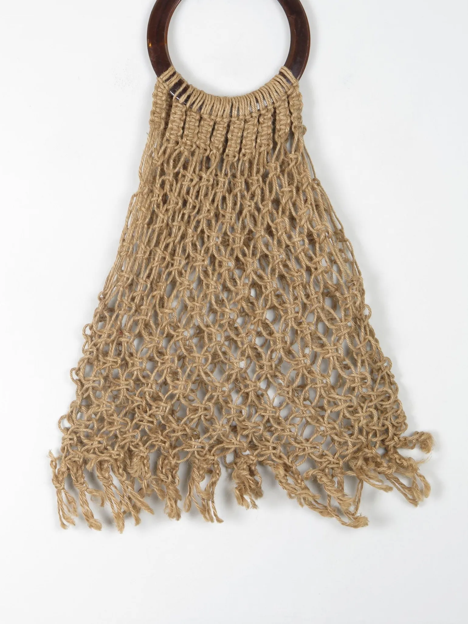 1970s Vintage Crochet Straw Bag With Handle