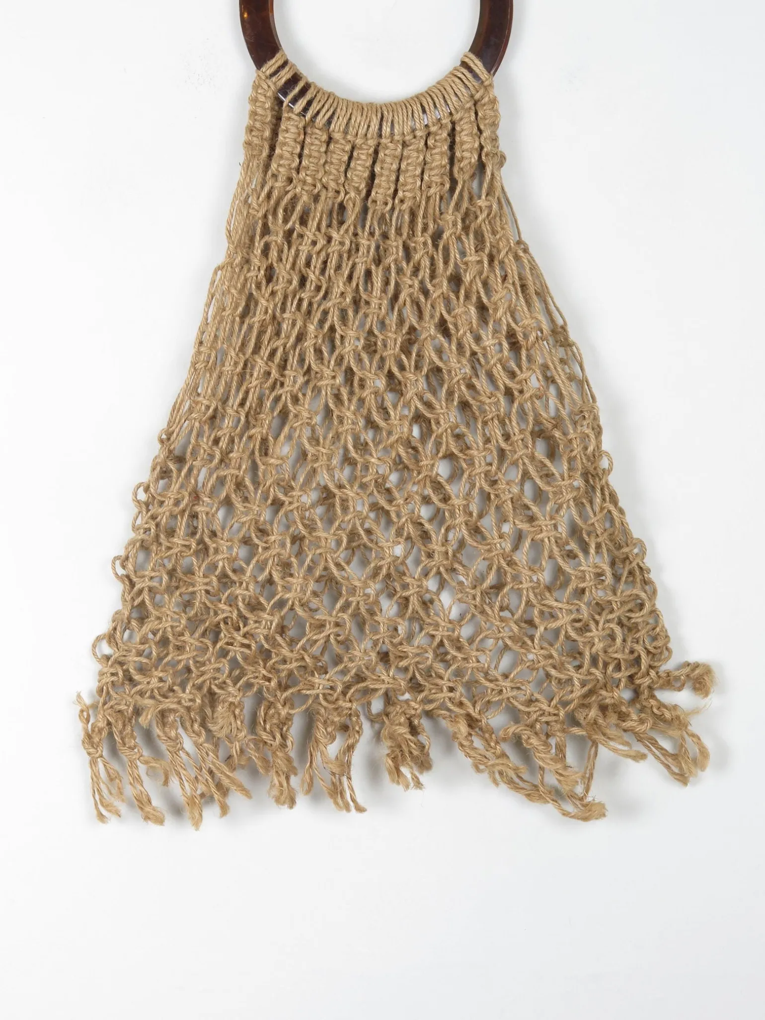 1970s Vintage Crochet Straw Bag With Handle