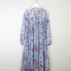 1970s Vintage Dress Printed Blue Lace Jintys S