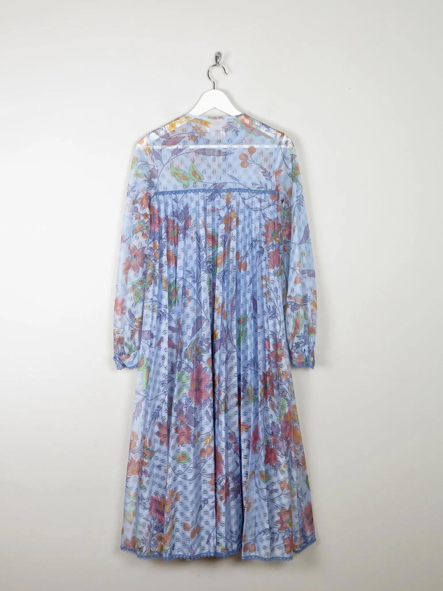 1970s Vintage Dress Printed Blue Lace Jintys S