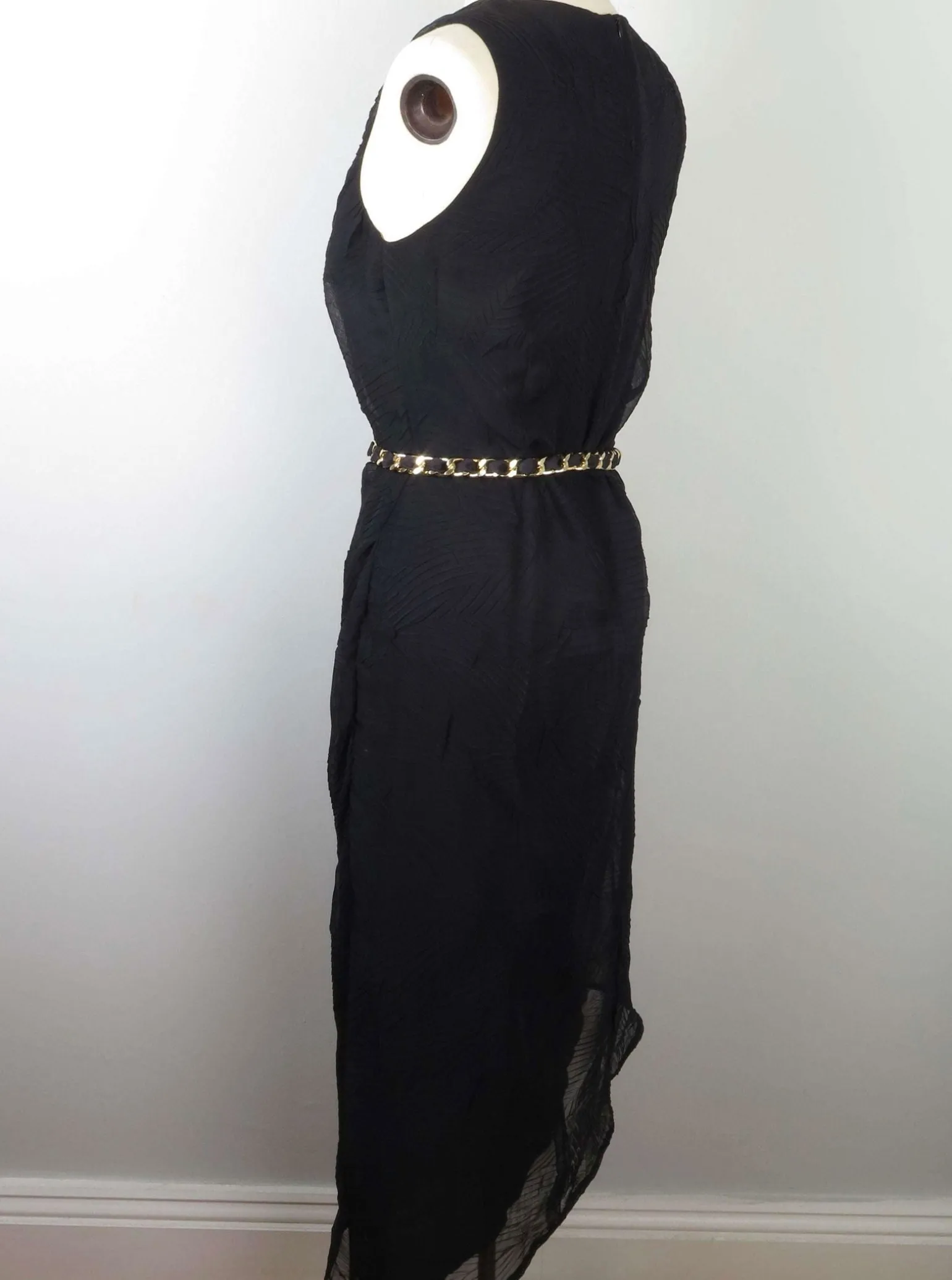 1990s Vintage Dress With Leaf Designs S