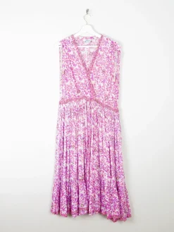1970s Vintage Indian Adini Pink Dress S