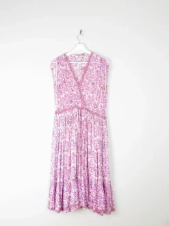 1970s Vintage Indian Adini Pink Dress S