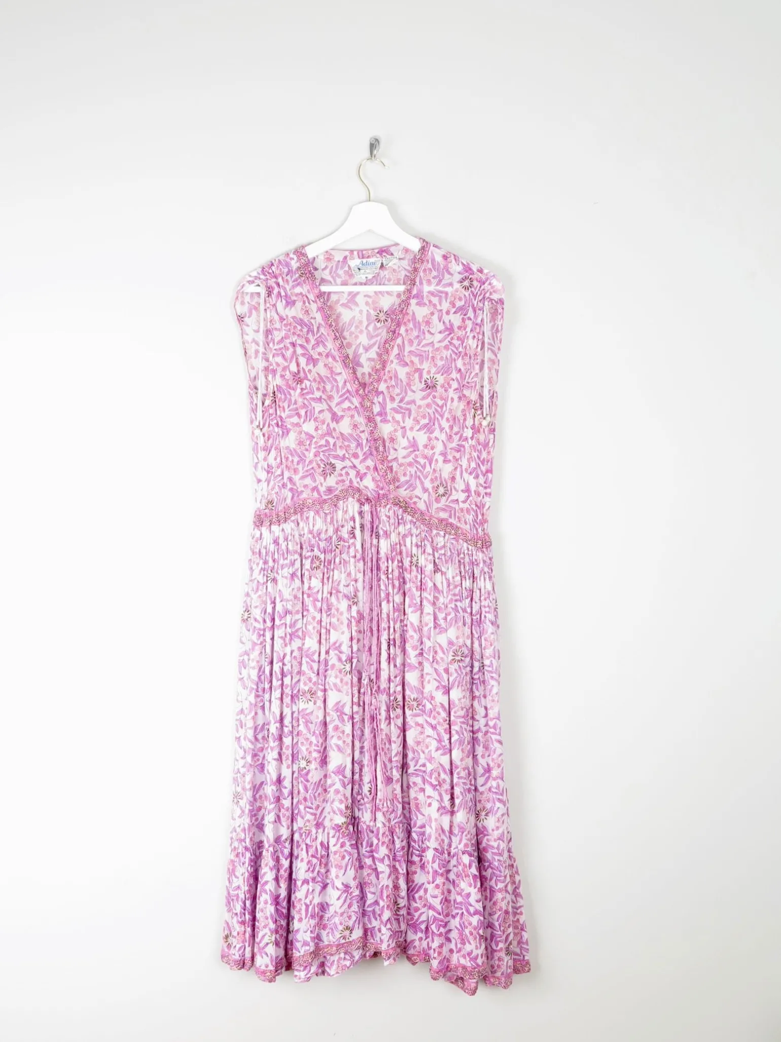 1970s Vintage Indian Adini Pink Dress S
