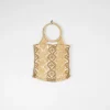 1970s Vintage Natural Straw Crochet Handbag