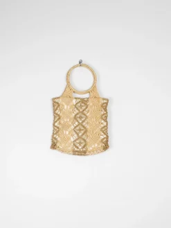 1970s Vintage Natural Straw Crochet Handbag