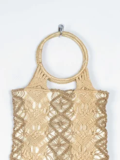 1970s Vintage Natural Straw Crochet Handbag