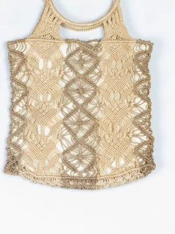 1970s Vintage Natural Straw Crochet Handbag