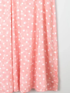 1990s Vintage Peach Polka Dot Button Down Midi Dress Unworn S