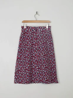 1970s Vintage Printed A-line Skirt Red & Navy S