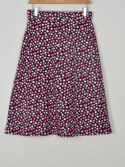 1970s Vintage Printed A-line Skirt Red & Navy S