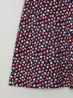 1970s Vintage Printed A-line Skirt Red & Navy S