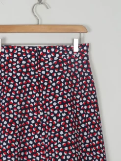 1970s Vintage Printed A-line Skirt Red & Navy S