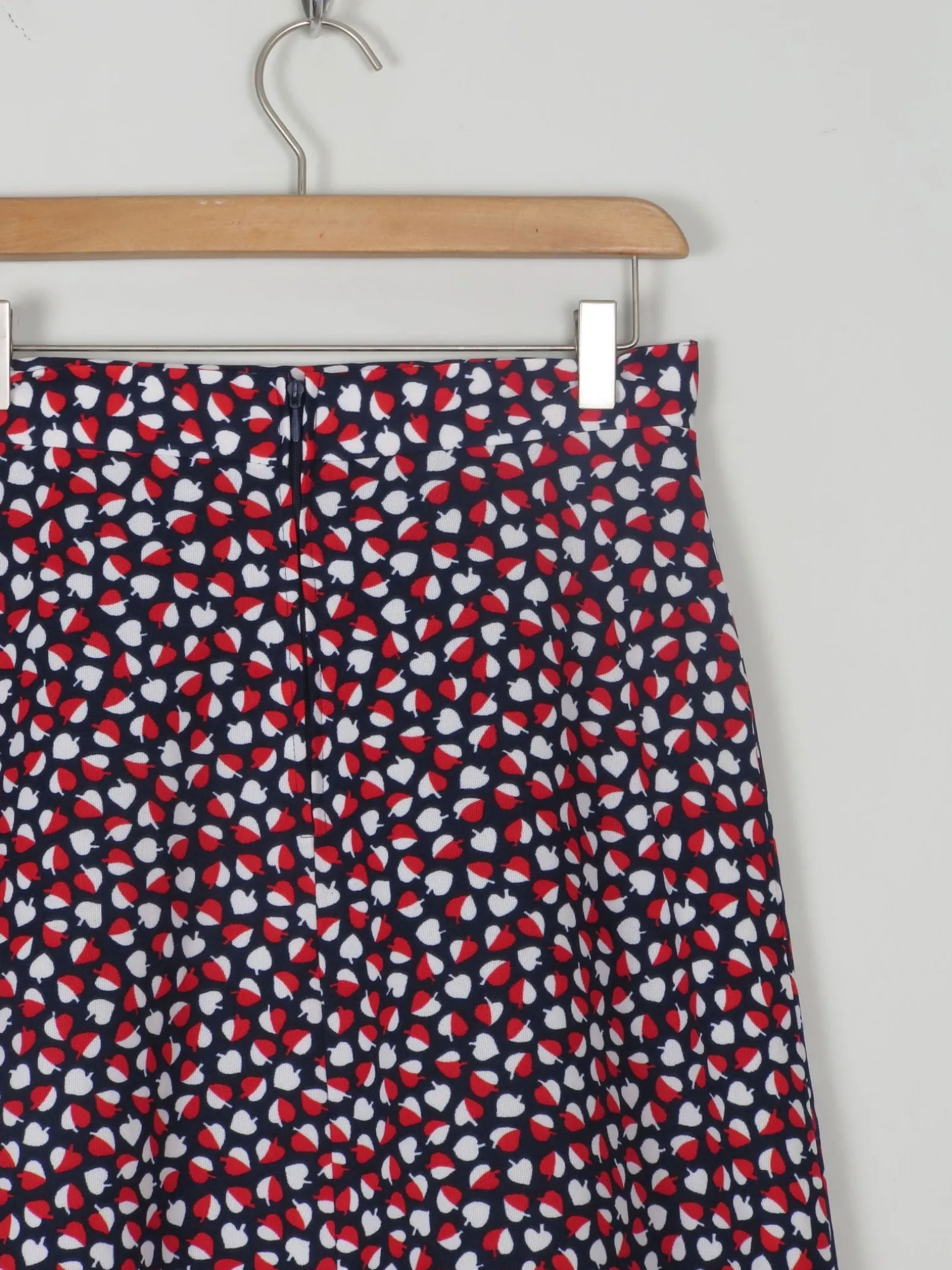 1970s Vintage Printed A-line Skirt Red & Navy S