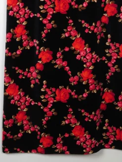 1970s Vintage Velvet Floral Print Maxi Skirt 28