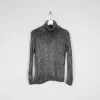 Silver & Black 1970s Stretchy Polo Neck M