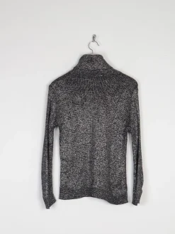 Silver & Black 1970s Stretchy Polo Neck M