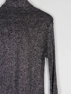 Silver & Black 1970s Stretchy Polo Neck M