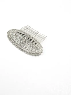 Silver Diamanté Art Deco Style Hair Comb