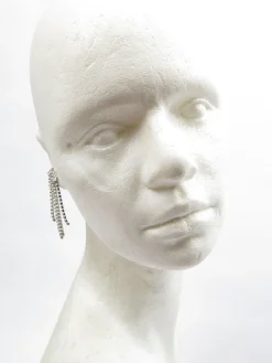Silver Diamante Long Chandelier Earrings