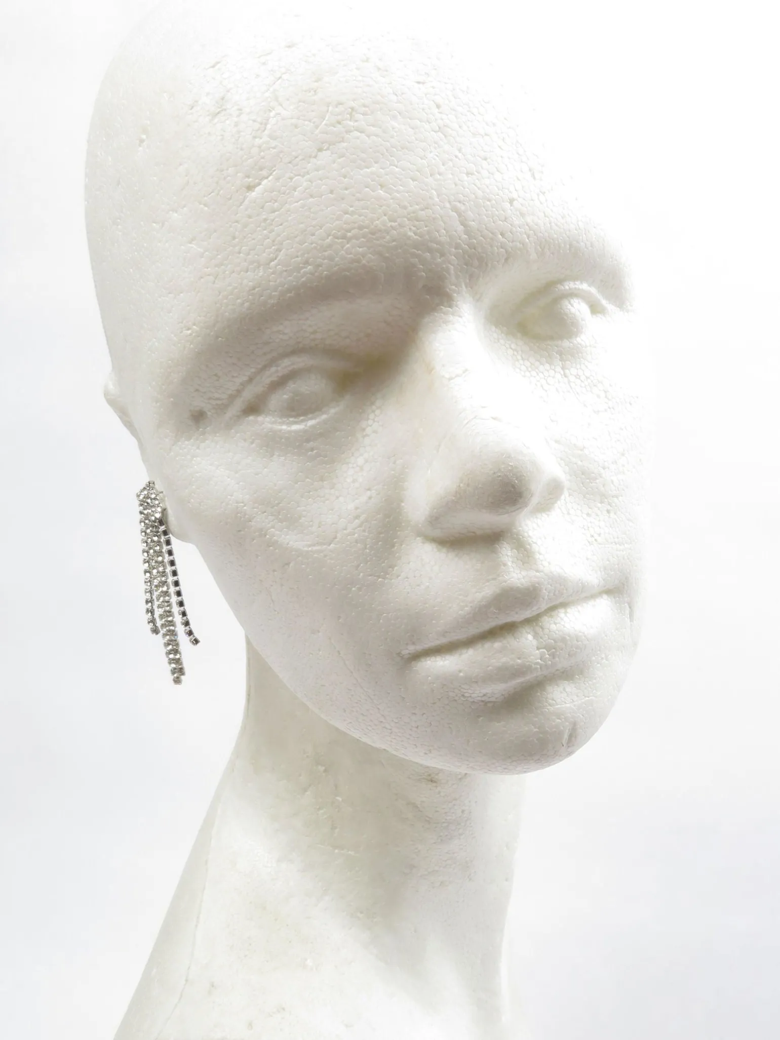 Silver Diamante Long Chandelier Earrings