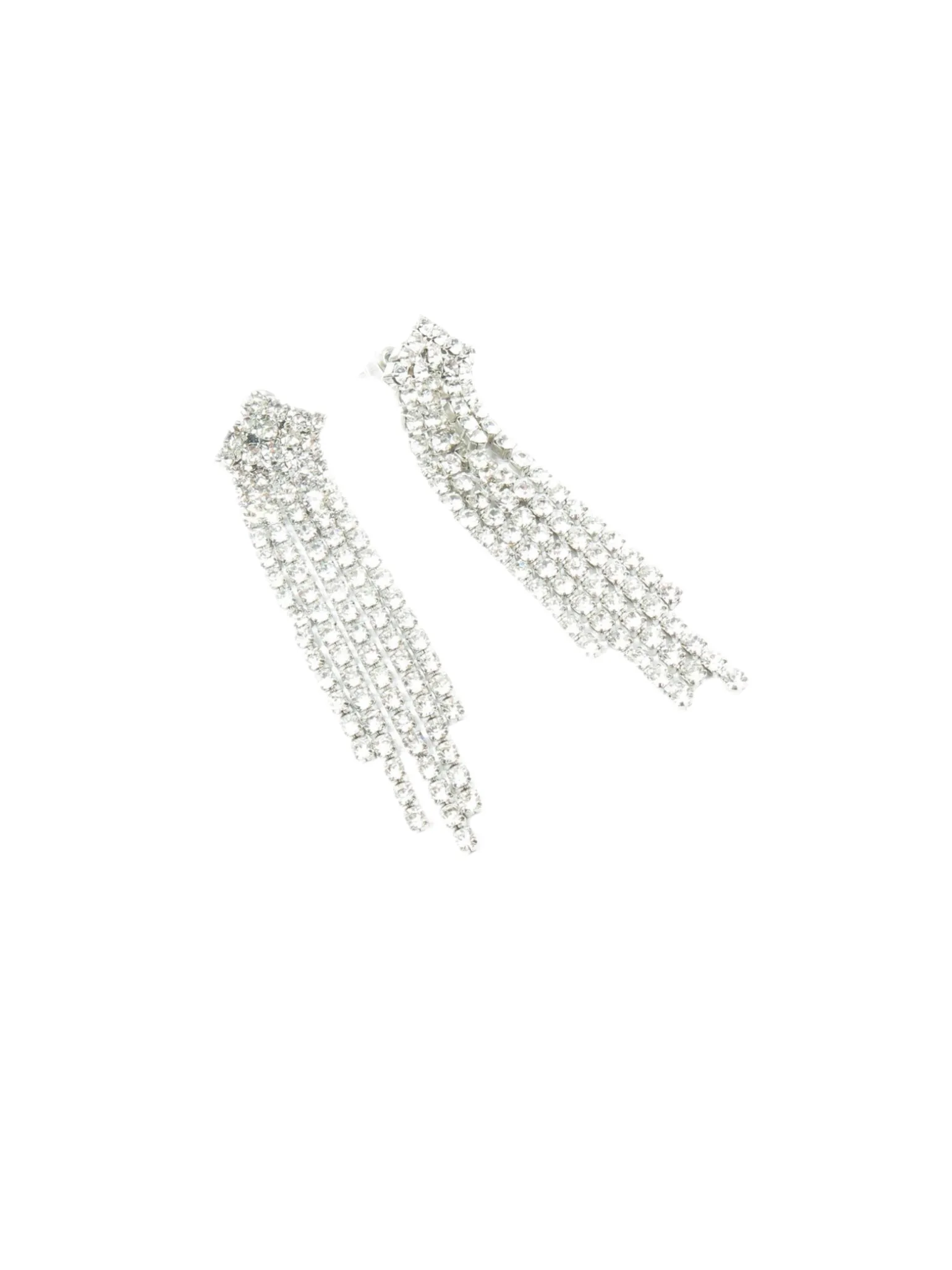 Silver Diamante Long Chandelier Earrings