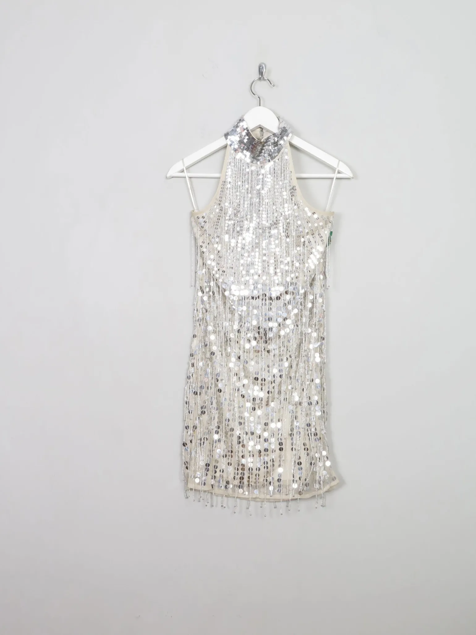 Silver Short Beaded Party Dress 10