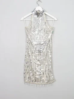 Silver Short Beaded Party Dress 10