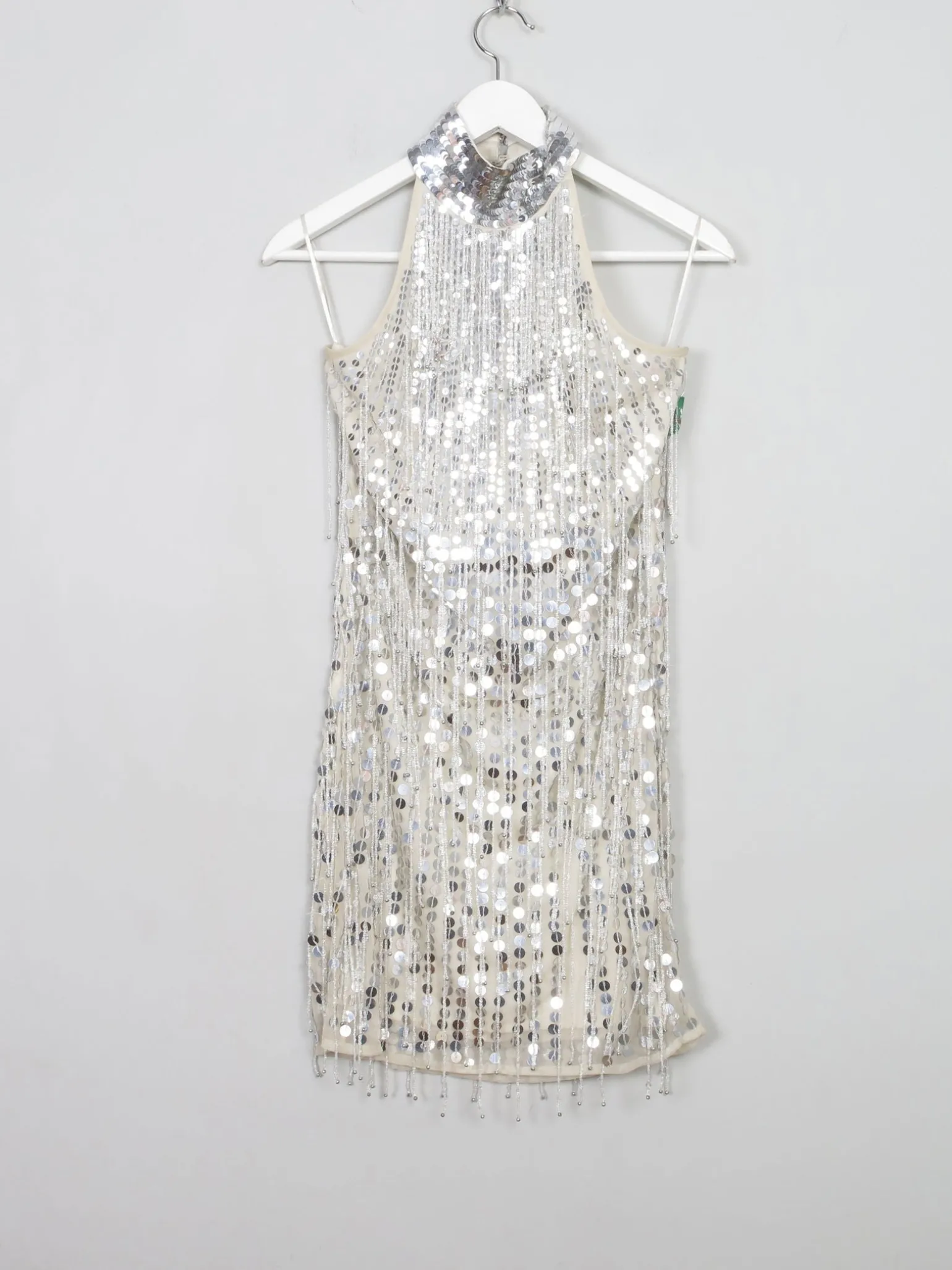 Silver Short Beaded Party Dress 10