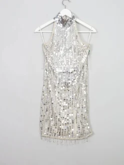 Silver Short Beaded Party Dress 10
