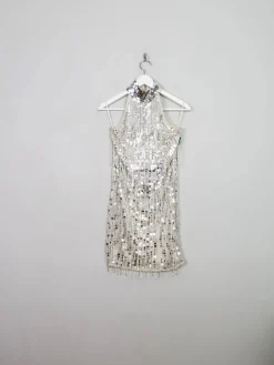 Silver Short Beaded Party Dress 10