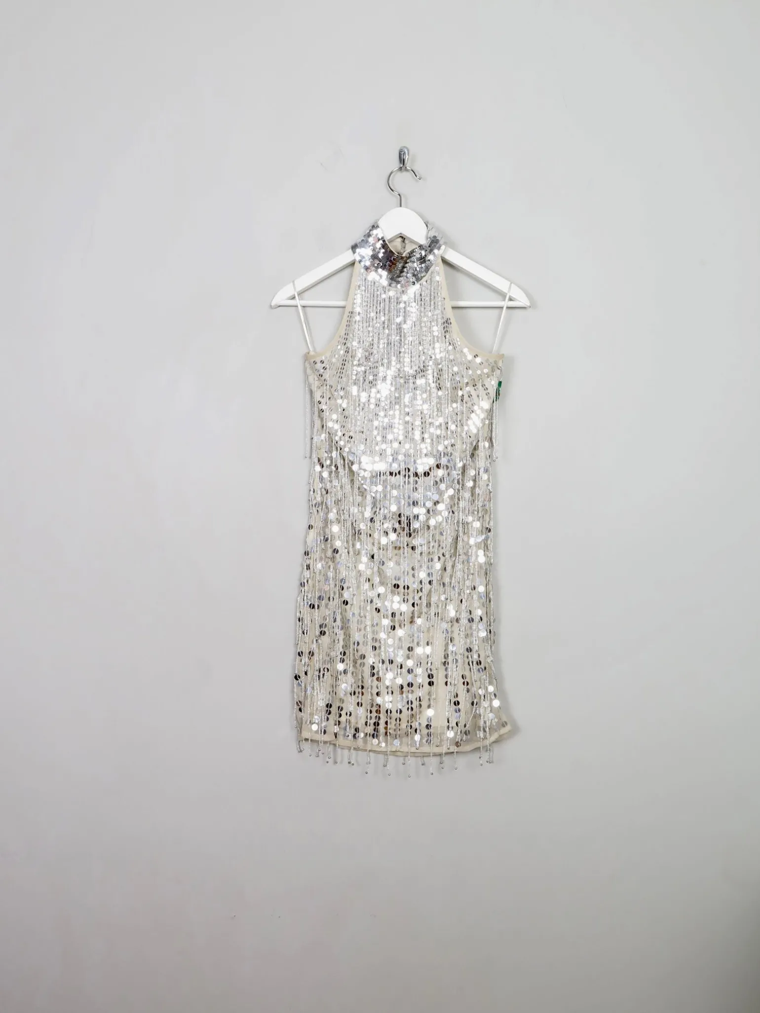 Silver Short Beaded Party Dress 10