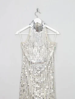 Silver Short Beaded Party Dress 10