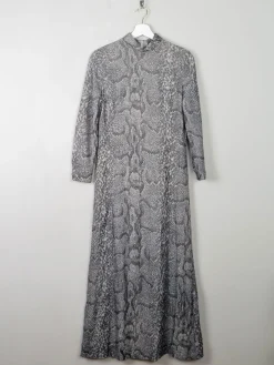Silver Vintage Snakeskin Print Maxi Dress S
