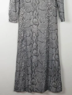 Silver Vintage Snakeskin Print Maxi Dress S