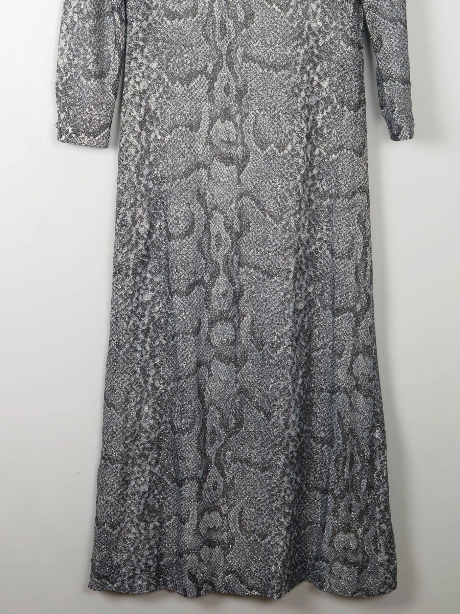 Silver Vintage Snakeskin Print Maxi Dress S