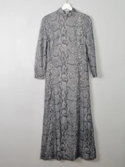 Silver Vintage Snakeskin Print Maxi Dress S